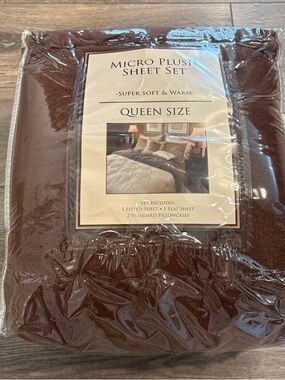 Brown Micro Plush Queen Sheet Set